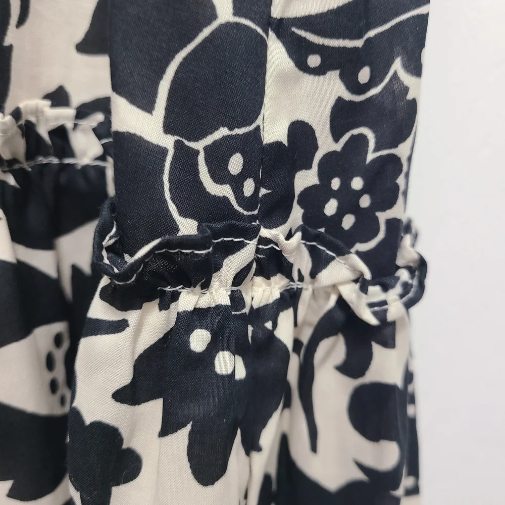 Ann Taylor Monochrome Floral‎ Sleeveless Midi Dress 8P